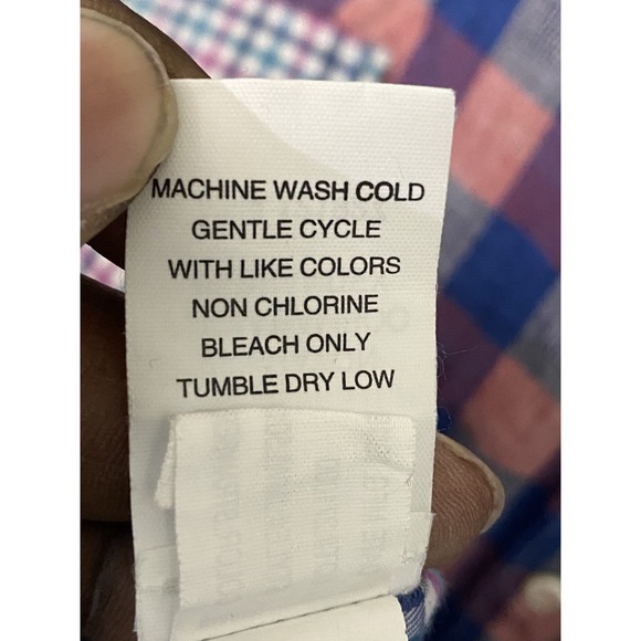 johnnie-O Blue Purple White Checkered‎ Button Down Long Sleeve Shirt Men's Large - Picture 6 of 8